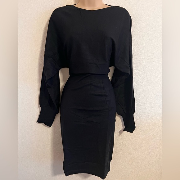 MIROL Women's Casual Long Puff Sleeve Bodycon Midi Dress - Picture 8 of 8